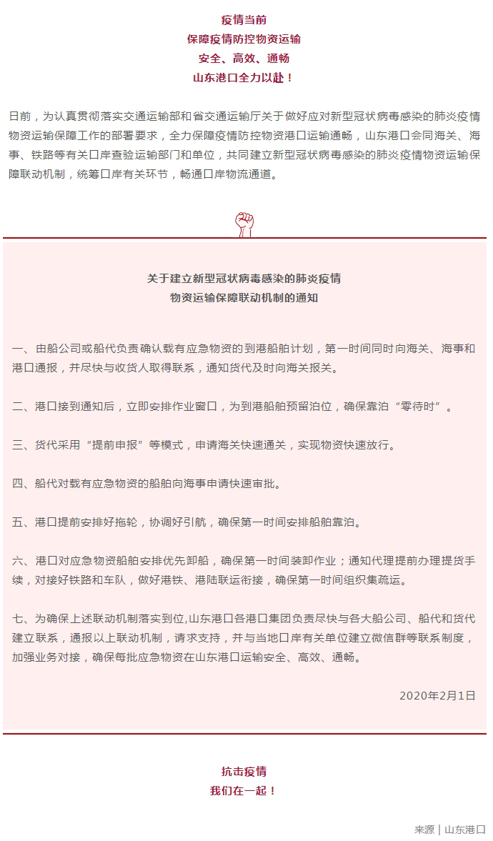 山东港口会同海关海事铁路等查验运输部门（单位）共同发力，保障疫情防控物资运输通畅.jpg